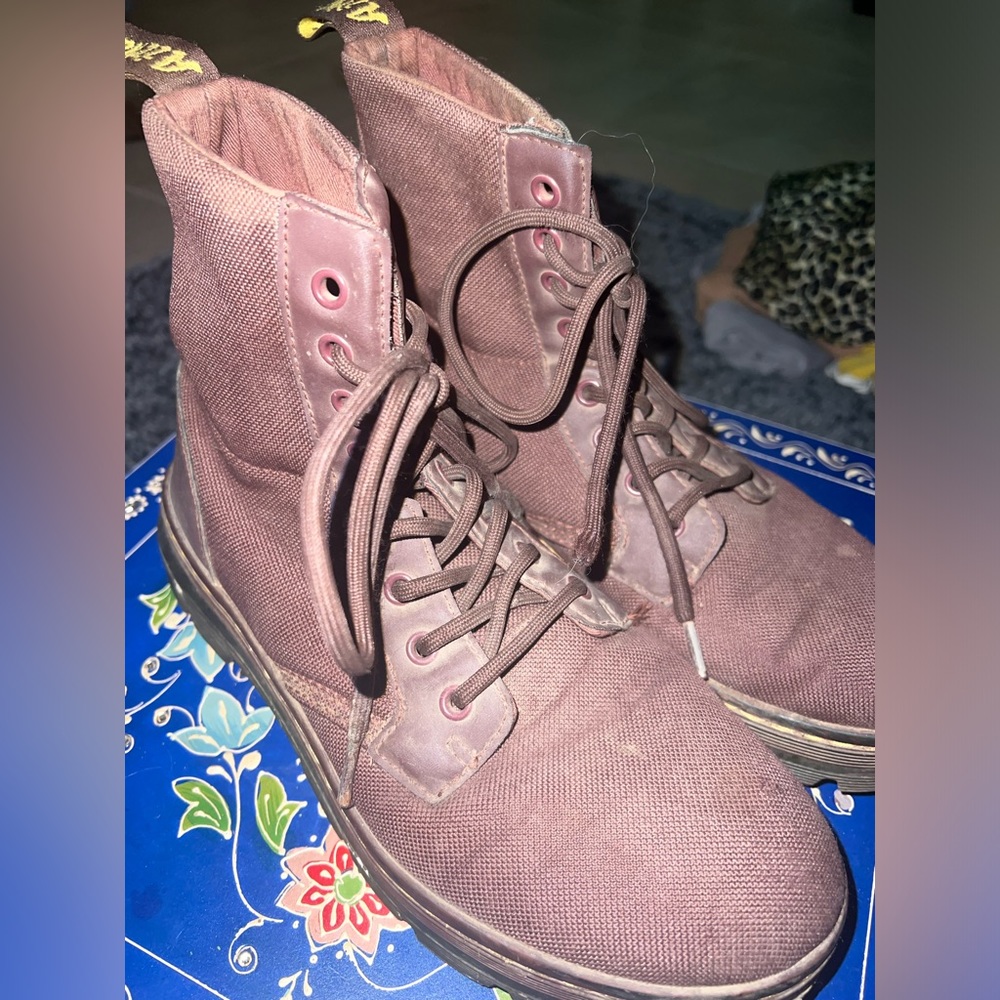 Dr Martens Mens Burgundy/Maroon Canvas Boots